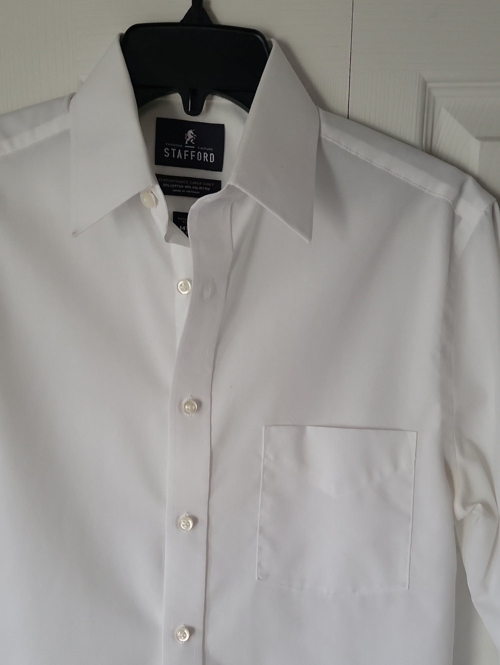 Stafford White Men's Dress Shirt with Chest Pocket